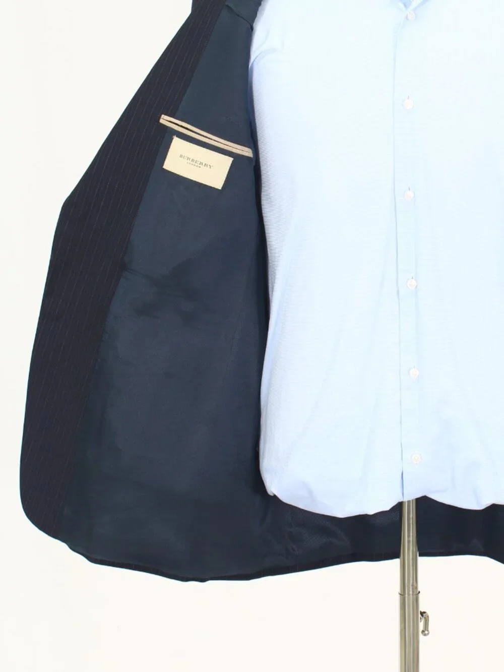 Burberry 41S 36x26 Navy Full Suit 2-Button Stripe R925
